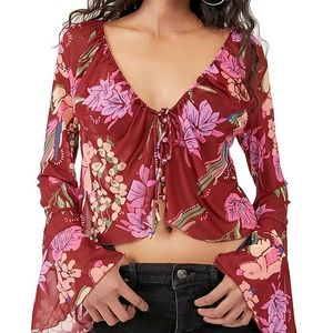 NWT Free People Sheer Floral Top